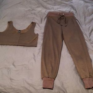 Windsor crop tank with jogger set